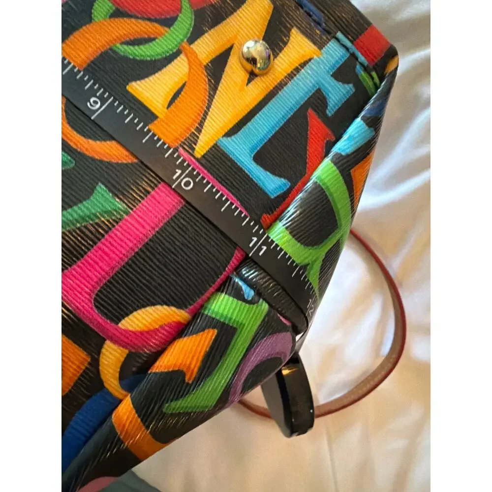 Dooney & Bourke Retro Grafica Monogram Black Rainbow Satchel Handbag Purse Y2K